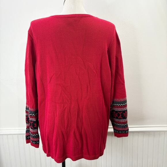 Coldwater Creek Plus Size 2X Penguin Sweater Red Winter Holiday Winter Christmas - Picture 3 of 13